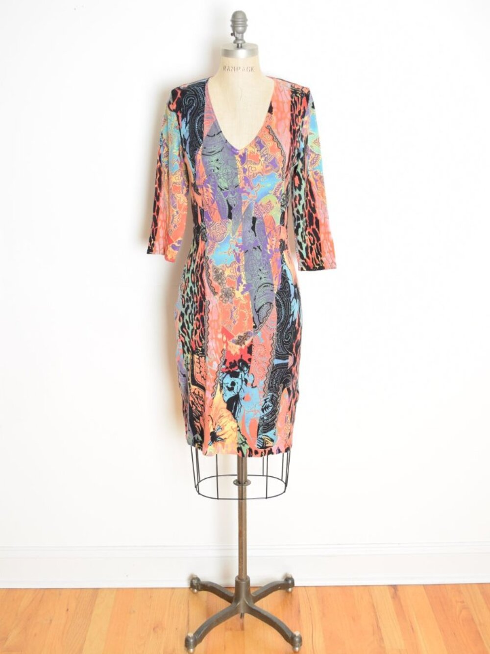 vintage Y2K dress Alberto Makali club colorful animal print stretch knit S M